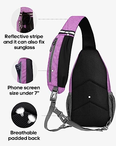 WATERFLY Small Hiking Sling Bag: Crossbody Sling Backpack Chest Bag Daypack for Men Women with Skin-Friendly Shoulder Strap - color: Purple(other Style)