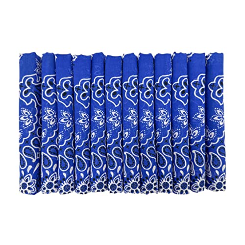 Bandanas Gift Set 12 Pack Soft Thin Handfeel Cotton Bandanna Scarf for men - color: Royal Blue