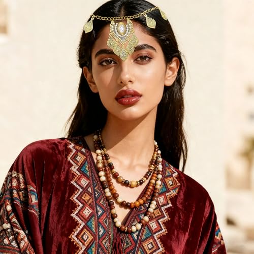 JeVenis Egyptian Costume Accessories Gold Hair Chain Egyptian Headpiece Coin Headband Costume Hair Chains for Women Boho Headpiece Prom Accessories Costume Cosplay for Halloween Christmas