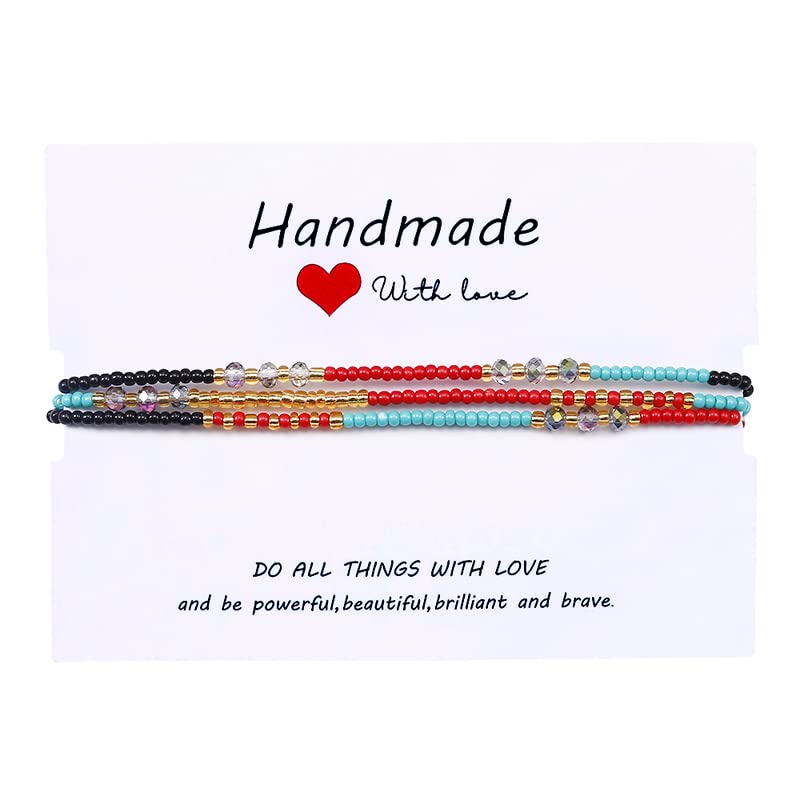SUMMER LOVE Boho Bohemian Beaded Anklet Bracelets for Women Unique Colorful Pretty Beach Anklet,Handmade - color: Color 9#