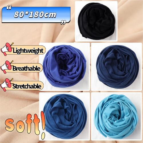 Head Wraps for Black Women, Breathable Headwrap Soft Long Hair Wraps Wide Headscarves for Locs Braids - color: 5pcs-(black,denim Blue,royal Blue,navy Blue,sky Blue)