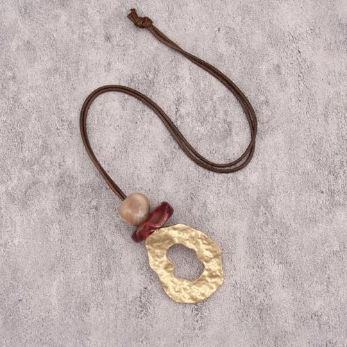 Leather Necklace for Women Vintage Boho Necklaces Black Cord Choker With Pendant Casual Chunky Leather Necklace Trendy - style: Cord Pendant Necklace