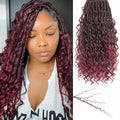 Goddess Locs Crochet Hair 7 Packs Bohemian Faux Locs Pre-Looped Braids, Boho Goddess Soft Locs Crochet Hair with Curly Ends Hair Extensions for Women (TBUG#, 18Inch) - color: TBUG#, size: 18 Inch