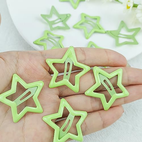 Star Hair Clips, Light Green, Small, Set of 10, Hair Accessories for Women and Girls, Y2K Fashion and Party, Non-slip Hollow Glitter Barrettes - color: Style4