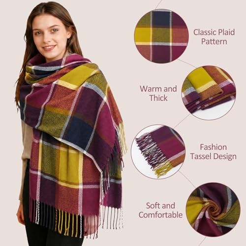 Loritta Womens Scarf Fashion Long Plaid Shawls Wraps Big Grid Winter Warm Lattice Large Scarves Gifts - color: Color Lattice
