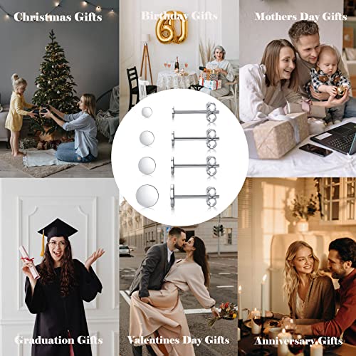 925 Sterling Silver Dot Stud Earrings | Small Simple Round Disc Stud Earrings | Tiny Flat Circle Hypoallergenic Cartilage Tragus Piercing Earrings Gifts for Women Men 2mm 3mm 4mm 5mm - color: #8 white gold-2/3/4/5mm