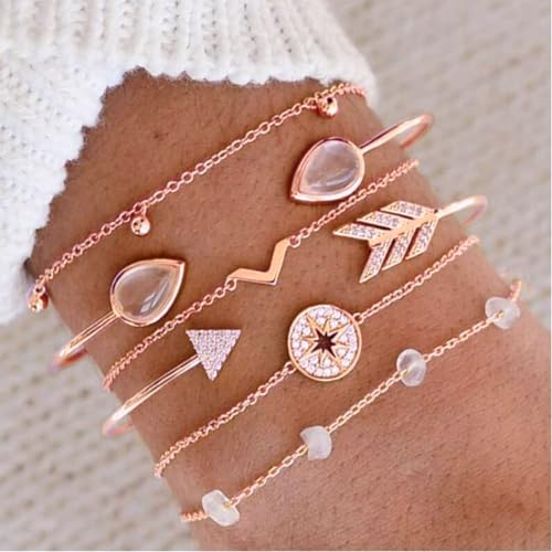 NEWITIN 69 Pieces Gold Jewelry Set for Women Fashion Costume Jewelry Gold Plated Necklace Bracelet Earrings Set for Women - color: Rose Gold Jewelry Set