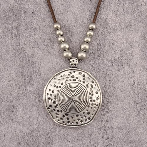 Leather Necklace for Women Vintage Boho Necklaces Black Cord Choker With Pendant Casual Chunky Leather Necklace Trendy - style: Leather Long Necklace