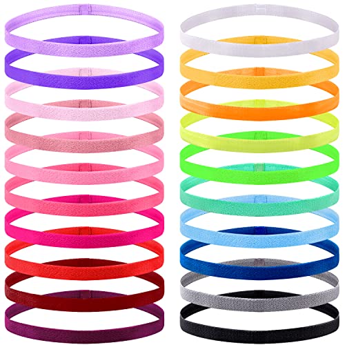 Duufin 20 Pieces Non-Slip Elastic Headbands Workout Headband Colorful Sweatband Fashion Yoga, Running Sport Headbands for Women, Men and Girls, 20 Colors Iridescence - color: Iridescence