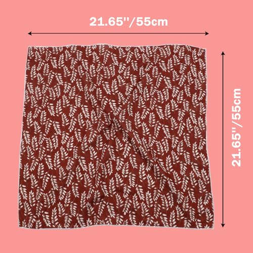 Bandanas for Women Men 21"x21" Floral Headband Scarf Versatile Hair Bandana Square Head Scarf - color: Terracotta Floral