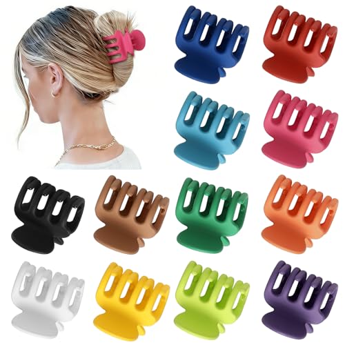 Sisiaipu 12Pcs Hair Clips for Women 1.8 Inch Small Claw Clips for Thin Hair Medium Hair Claw Clips for Thick Hair Accessories for Women Girls (Dopamine) - color: Dopamine