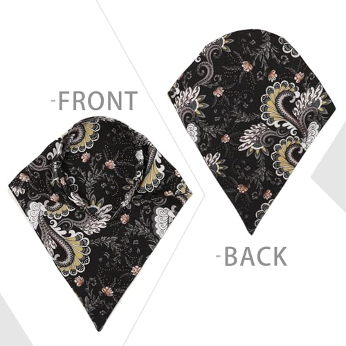 HAIMEIKANG 3 Count Women's Floral Boho Vintage Triangle Scarf Hairbands (Black+White+Red) - color: Black+White+Red