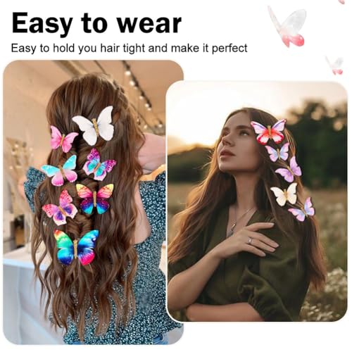 20Pcs Butterfly Hair Clips Moving Rainbow Glitter Clips Fairy Accessories for Women Hair Accessories for Teens Colorful Hair Clips - color: Rainbow