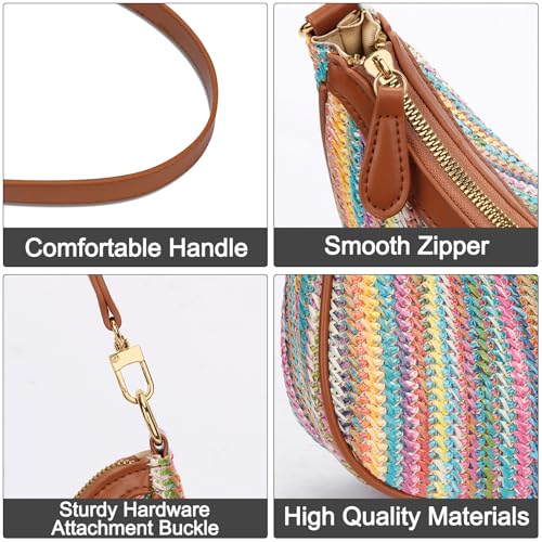 KKXIU Shoulder Bag for Women Cute Hobo Purses and Handbags Retro Clutch Underarm Purse | Cute - color: Colorful