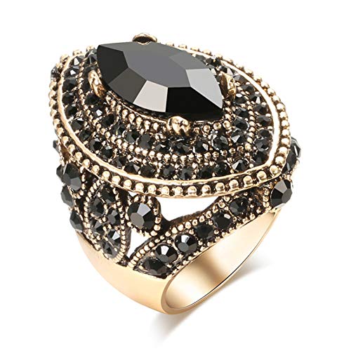 Women Ring - 32mm Turkish Style Gemstone Women Jewelry J0769 - color: Black