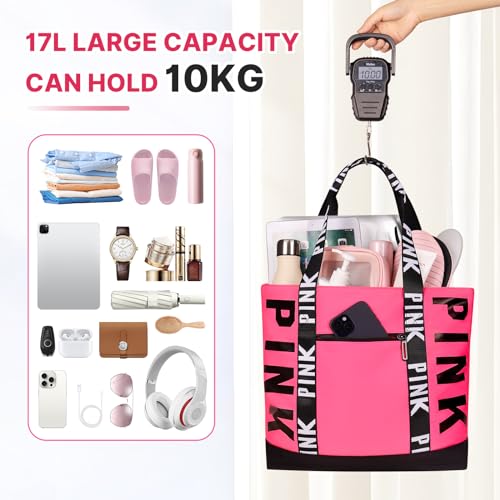 Boomistry Travel Tote Bag for Women, Large Waterproof Beach Bag for Daily | Large - color: Rose Red