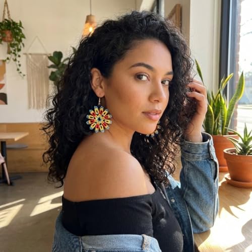 Bohemian Beaded Long Tassel Dangle Earrings for Women, Handmade Jewelry White Tarnish Resistant Lightweight Design, Stylish Accessory for Beach Vacation Party and Gift - color: colors-2
