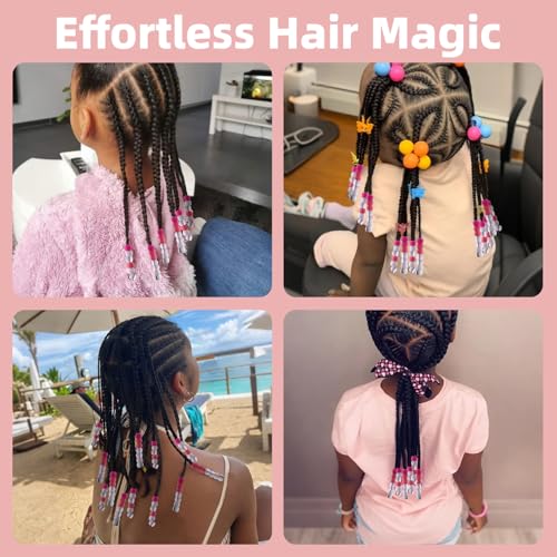 160Pcs 10mm Small Silicone Beads for Hair Braids, Soft Jellyish Pony Hair Beads with 5mm Hole + 50 Rubber Bands and 1 Beader for Braiding, DIY Bracelets Necklaces Crafts (Dark Pink) - color: Dark Pink Mix-160Pcs