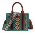 Wrangler Aztec Tote Bag for Women Boho Shoulder Purses and Handbags - color: Angel Diamond Teal Blue (Guitar Strap）