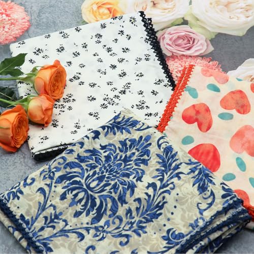Large Cotton Bandanas for Women, 27 x 27 inch Hair Neck Scarf, Headband Square Scarf - color: H-red Green White