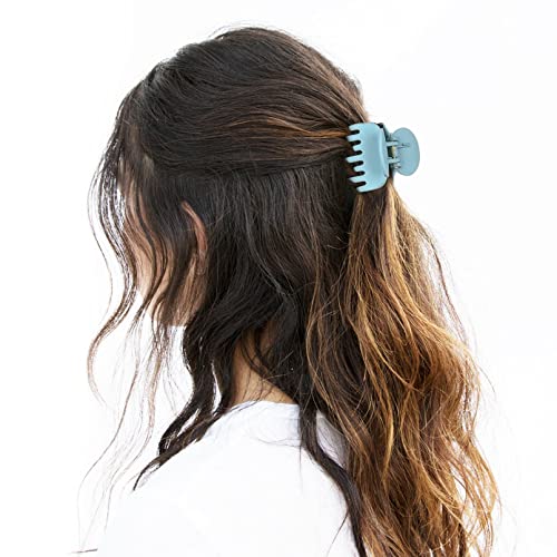 DEEKA Hair Clips Small Claw Clips for Thin Hair 4 Pack Double Row Teeth 1.6" Medium Matte Non-slip Short Hair Accessories for Women and Girls -Green Blue Pink - color: Matte Color B, size: 4 Count (Pack of 1)