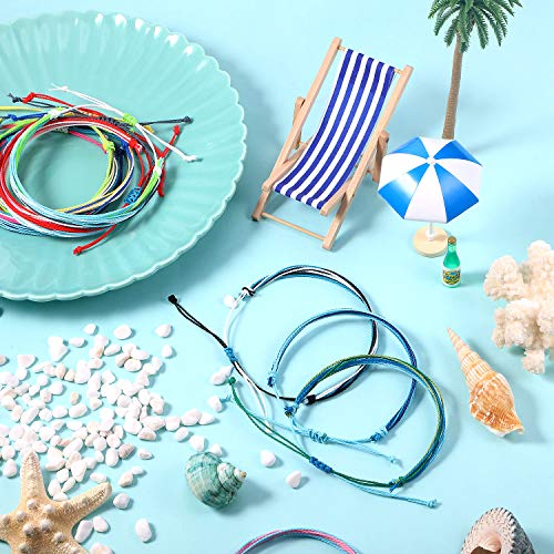 Hicarer 30 Pieces Adjustable Woven Anklets Bracelets Bohemian Braided Rope Bracelets Waterproof Wax Coated Anklets for Women - color: Multicolor