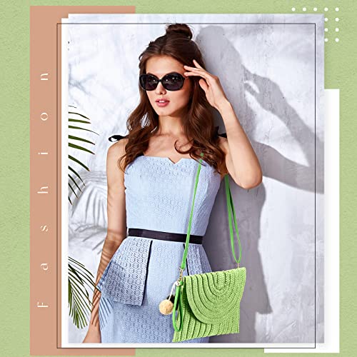 Frienda Straw Purses for Women Straw Clutch Crossbody Bag Summer Beach Shoulder Bag Woven Envelope Wallet Handbags - color: Green
