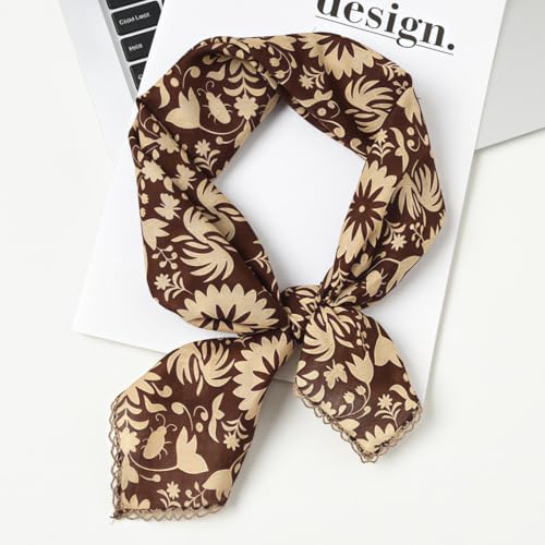 Cotton Bandana,Large Bandanas for Women,Head Coverings for Women,Head Scarf Handkerchief, Square Headband 27" x 27" - color: 27-05-sunflower-coffee