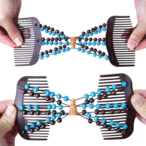 5 Pieces Stretchy Magic Hair Accessories: Adjustable Elastic Comb Clips, Vintage Bun Makers for Women, Girls, No Crease Pins for Curly, Thick, Wavy Hair or Ponytails - color: Red,Purple,Blue,Yellow,Rose red
