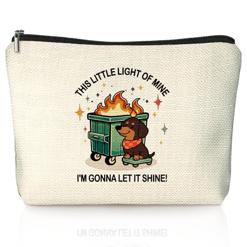 Funny Dumpster Dachshund Dumpster Fire Gifts Makeup Bag, Funny Dumpster Bag,Dumpster Fire Cosmetic Bags for Women, Inspirational Positive Encouragement Gift for Women Zipper Pouch - color: 01-dumpster fire(02)-Dachshund Dog