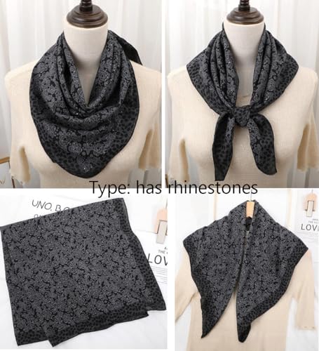 K-Elewon 27.5” Women Medium Square Scarf Head Scarf- 2PCS Neck Scarf Hair Scarf Head Sleeping Wraps Scarfs for Women H07 - color: Se03(2pcs)