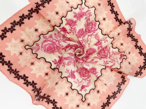 Single Pack Bandanas 60s Premium Cotton Soft Thin Handfeel Large Handkerchief for Men and Women - color: 1 Pack-pink Rose