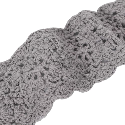 ZLYC Women Floral Headband Handmade Crochet Knit Vintage Hair Bands (Plain Gray) - color: Plain Gray