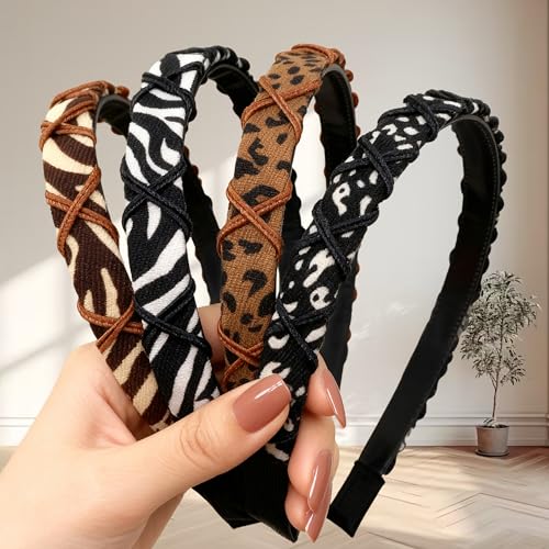 4PCS Women's stylish non-slip fashion hair accessories, Headband with Teeth for Girls,fall headbands, women's elastic headbands,fashion accessories for Women, Gifts for Women and Teen Girls - color: Type 4
