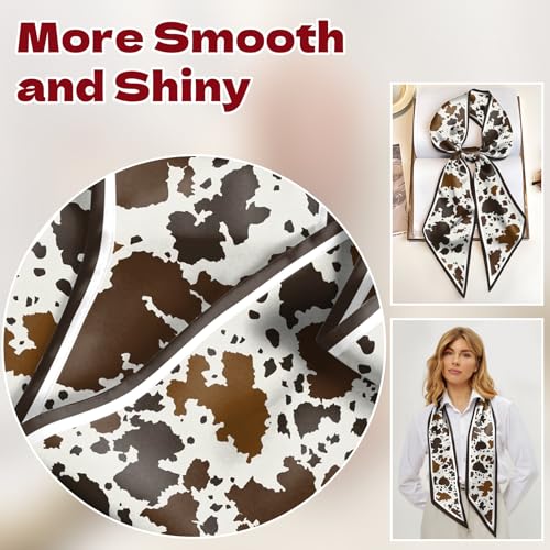 Head Hair Scarf Neck Silk Feeling Scarves Long Thin Satin Fashion Handbag Cute Decoration Women Girls 59 * 6.7'' - color: O-1-cowhide