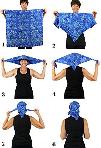 Hats Scarves & More Chemo Scarf Head Scarves for Women Cancer Headwear Headscarf Head Coverings 28 Inch Square Batik - color: Teal Temple