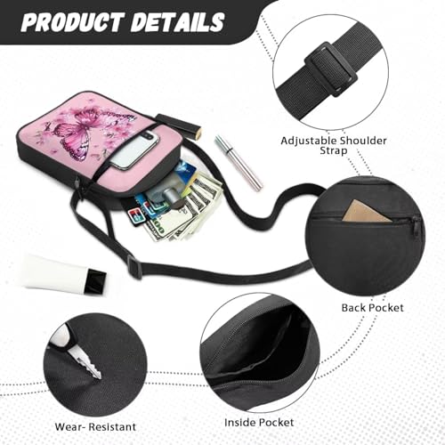 Womens Crossbody Bag Cell Phone Purse Wallet Small Shoulder Handbag for Workout Travel Gym - color: Beautiful Butterfly