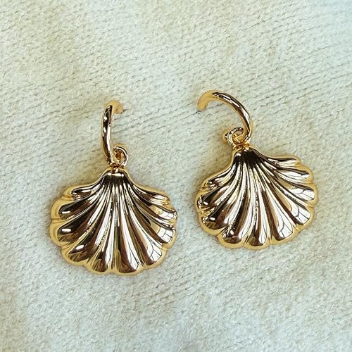 Gold/Silver Shell Dangle Earrings for Women Seashell Drop Dangle Earrings Ocean Beach Earrings Summer Jewelry - color: Hoop