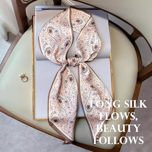 Sumolux Head Hair Scarf for Women Neck Purse Bag Handbags Scarf Like Silk - color: Pink New Cashew