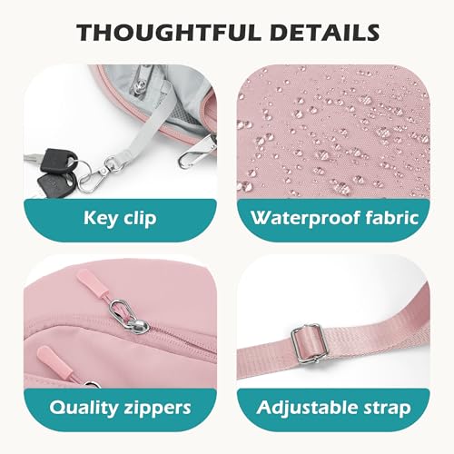 TOPEAST Anti Theft Crossbody Bags for Women Men, Small Sling Crossbody Bag Travel Purse Shoulder Wallet with RFID Blocking - color: Pink