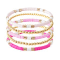 GOOJIDS Surfer Heishi Clay Bead Bracelets for Women Bohemian Stackable Gold Plated Beaded Stretch Bracelets Elastic Layering Friendship Bracelets Set Boho Jewelry - color: C-New Rose Color Sets