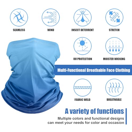 Geyoga 6 Pieces Summer UV Protection Cooling Neck Gaiter Face Clothing Neck Gaiter Mask Scarf Sunscreen Breathable Bandana - color: Gradient Color