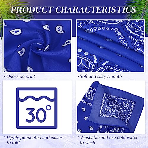 Handepo 150 Pcs Bandanas Bulk, Colorful Paisley Bandanas Unisex Head Wrap Scarf Cowboy Headband Handkerchief - color: Blue