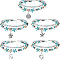Suyi 5pcs Ankle Bracelets for Women Layered Beach Adjustable Anklets Boho Chain Anklet Foot Jewelry - color: 5pcs Set2