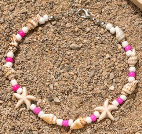 XAM 4pcs Bohemian Beach Charm Bracelet Set - Starfish & Shell Summer Jewelry for Vacation - color: B