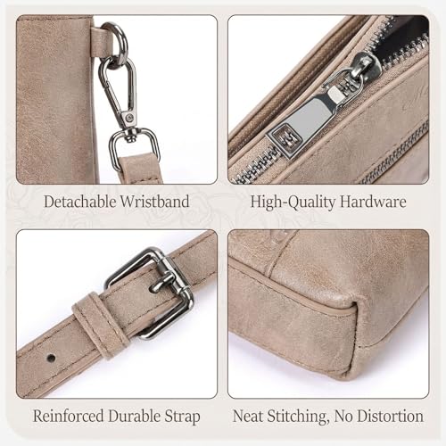 MEITRUE Wristlet Wallet Small Crossbody Bags for Women Clutch Purse Leather Phone Purse with Adjustable & Detachable Strap - color: A1-apricot-179