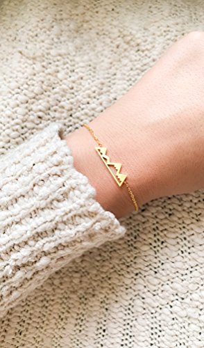 Altitude Boutique Mountain Bracelet, Mountain Jewelry, Snowy Peaks Bracelet for Nature Lovers, Skiers, Hikers, Campers - color: Rose Gold