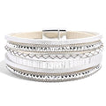 VIBILIA Boho Leather Wrap Bracelets for Women Multi-Layer Bracelets with Strong Clasp Jewelry for Women - color: 03-BohoBraid-White