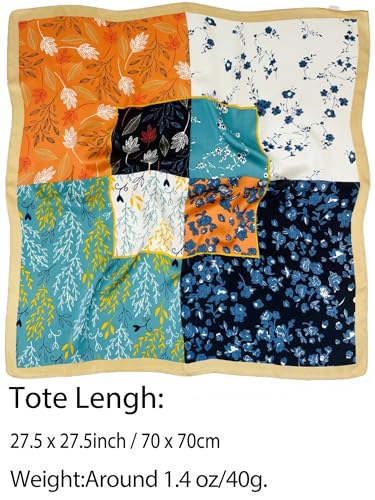 Silky Scarf for Women Lightweight Satin Bandanas Neck Hair Wrap For Sleeping Head Scarves 27.5" - color: A22 Multicolor Plants/27.5"