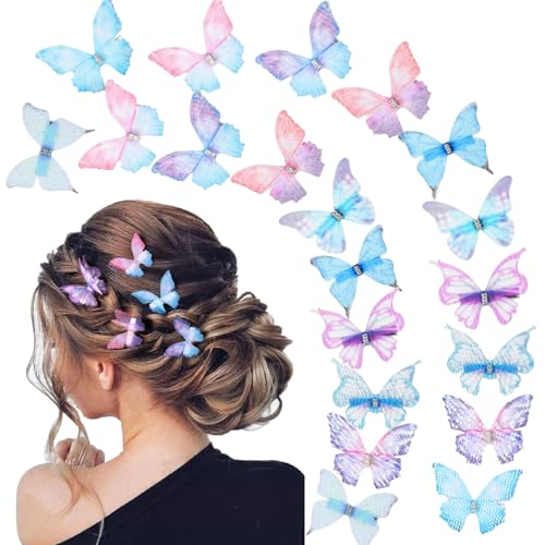 20Pcs Moving Glitter Hair Clips, Fairy Hair Accessories for Women and Teens, Colorful 90s Clips (Blue) - color: Blue